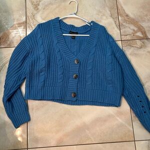 Blue cropped cardigan